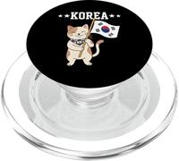 Lindo Gato sosteniendo la Bandera de Corea del Sur PopSockets PopGrip para MagSafe