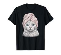 Lindo Gato SPA Ojos Azules Rosa Toalla Divertido Gatito Vintage Camiseta