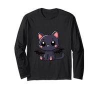 Lindo Gato Vampiro con alas de murciélago, Espeluznante y Divertido Halloween Manga Larga