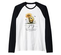 Lindo Girasol con Forma de Abeja y Abeja de Las Escrituras: La alegría del Señor es mi Fortaleza Camiseta Manga Raglan