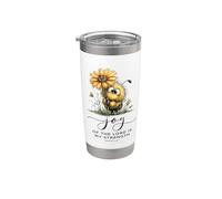 Lindo girasol con forma de abeja y abeja de las Escrituras: La alegría del Señor es mi fortaleza Vaso térmico de acero inoxidable de doble pared