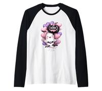 Lindo Globo Fantasma de Halloween Corazones Pastel Camiseta Manga Raglan