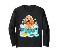 Lindo Goldendoodle Baño Espuma Peluquería Canina Manga Larga