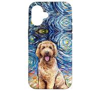 Lindo Goldendoodle Noche Estrellada Doodle Dog Art por Aja Carcasa para iPhone 16
