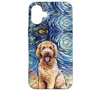Lindo Goldendoodle Noche Estrellada Doodle Dog Art por Aja Carcasa para iPhone 16 Plus