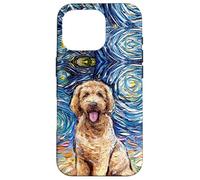 Lindo Goldendoodle Noche Estrellada Doodle Dog Art por Aja Carcasa para iPhone 16 Pro