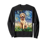 Lindo Goldendoodle Noche Estrellada Doodle Dog Art por Aja Sudadera