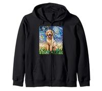Lindo Goldendoodle Noche Estrellada Doodle Dog Art por Aja Sudadera con Capucha
