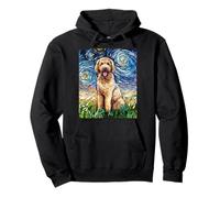 Lindo Goldendoodle Noche Estrellada Doodle Dog Art por Aja Sudadera con Capucha