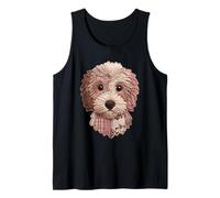 Lindo Goldendoodle Patchwork Floral Perro Boho Folk Art Gráfico Camiseta sin Mangas
