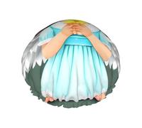 Lindo gorro de ducha de ángel pequeño para hombre y mujer, reutilizable, doble capa, impermeable, duradero, transpirable, gorro de baño