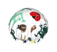 Lindo gorro de ducha de rana para mujer, reutilizable, impermeable, gorro de baño de ducha, doble bLayers, gorro de baño de ducha elástico con suave y cómodo forro de Peva, gorro de pelo para ducha