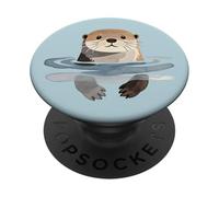 Lindo gráfico artístico de Animales de natación en Acuarela de Nutria Marina PopSockets PopGrip Adhesivo