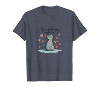 Lindo gráfico de Amante de los Gatos ronroneando Perfectamente imperfecto Camiseta, Hombre, Azul Jaspeado, M
