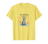 Lindo gráfico de Amante de los Gatos ronroneando Perfectamente imperfecto Camiseta, Hombre, Limón, L