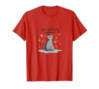Lindo gráfico de Amante de los Gatos ronroneando Perfectamente imperfecto Camiseta, Hombre, Rojo, XL