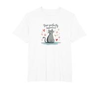 Lindo gráfico de Amante de los Gatos ronroneando Perfectamente imperfecto Camiseta, Hombre Tallas Grandes, Blanco, 4X Alto