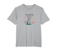 Lindo gráfico de Amante de los Gatos ronroneando Perfectamente imperfecto Camiseta, Hombre Tallas Grandes, Gris Jaspeado, 6X Alto
