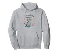 Lindo gráfico de Amante de los Gatos ronroneando Perfectamente imperfecto Sudadera con Capucha, Unisex para Adultos, Gris Jaspeado, S