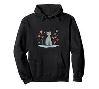 Lindo gráfico de Amante de los Gatos ronroneando Perfectamente imperfecto Sudadera con Capucha, Unisex para Adultos, Negro, M
