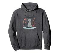 Lindo gráfico de Amante de los Gatos ronroneando Perfectamente imperfecto Sudadera con Capucha, Unisex para Adultos, Jaspeado Oscuro, XL