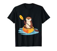 Lindo gráfico de Nutria Marina remando un Kayak Divertido Estilo Kawaii Camiseta