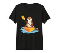 Lindo gráfico de Nutria Marina remando un Kayak Divertido Estilo Kawaii Camiseta Premium