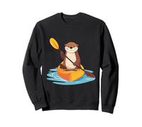 Lindo gráfico de Nutria Marina remando un Kayak Divertido Estilo Kawaii Sudadera