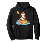 Lindo gráfico de Nutria Marina remando un Kayak Divertido Estilo Kawaii Sudadera con Capucha