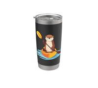 Lindo gráfico de nutria marina remando un kayak divertido estilo kawaii Vaso térmico de acero inoxidable de doble pared