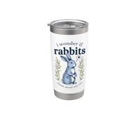 Lindo gráfico I Wonder If Rabbits Think About Me Too Bunny Vaso térmico de acero inoxidable de doble pared