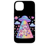 Lindo gráfico Kawaii Alien Abduction Cow Rainbow Star Carcasa para iPhone 14 Plus
