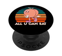Lindo gráfico Retro de melocotón All U Can Eat Funny Food Lover PopSockets PopGrip Adhesivo