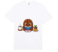 Lindo Grano de café Leyendo un Libro con Taza y Croissant Comfort Colors Adult Heavyweight T-Shirt