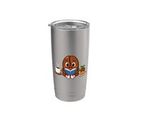 Lindo grano de café leyendo un libro con taza y croissant Vaso térmico de acero inoxidable de doble pared