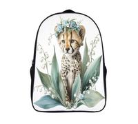 Lindo Guepardo Niños,Mochilas Escolares Adolescentes,Tulip And Lily of The Valle Flower Crown Alta Capacidad Bolsas Infantil,Informal Primaria Y Secundaria 16 inch