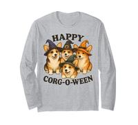 Lindo Halloween Corgi Witch Pack Funny Dog Design Mom Dad Kid Manga Larga