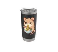 Lindo hámster comiendo ramen amante de la comida kawaii Vaso térmico de acero inoxidable de doble pared