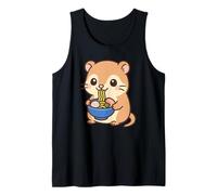 Lindo hámster Comiendo Ramen Kawaii Amante de la Comida Animal Camiseta sin Mangas