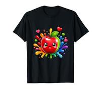 Lindo Happy Apple Rainbow Splash Teacher Love Kids Camiseta
