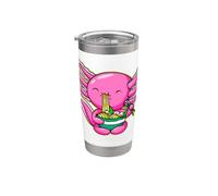 Lindo Happy Axolotl Comiendo Ramen Anime Kawaii Niños Niñas Adolescentes Vaso térmico de acero inoxidable de doble pared