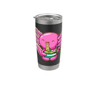 Lindo Happy Axolotl Comiendo Ramen Anime Kawaii Niños Niñas Adolescentes Vaso térmico de acero inoxidable de doble pared