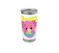 Lindo Happy Axolotl Comiendo Ramen Anime Kawaii Niños Niñas Adolescentes Vaso térmico de acero inoxidable de doble pared