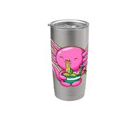 Lindo Happy Axolotl Comiendo Ramen Anime Kawaii Niños Niñas Adolescentes Vaso térmico de acero inoxidable de doble pared