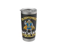 Lindo héroe rinoceronte en septiembre Usamos cáncer infantil dorado Vaso térmico de acero inoxidable de doble pared