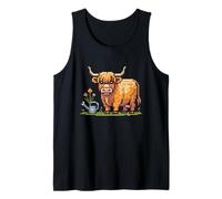 Lindo Highland Cow Cozy Gaming Cottagecore Pixel Farm Hombres Niño Camiseta sin Mangas