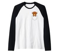 Lindo Highland Cow Pocket Pal Funny Baby Highland Cow Farm Camiseta Manga Raglan
