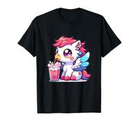 Lindo hipogriff estilo kawaii bebiendo leche de fresa Camiseta