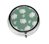 lindo hipopótamo, Pastillero, Pastillero redondo Pequeño contenedor de pastillas Organizador de pastillas de viaje