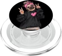 Lindo Hipster Pug Peace Sign Dog Lover Art Juguetón Vibrante PopSockets PopGrip para MagSafe